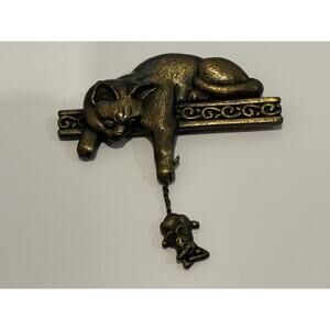 Vintage JJ Jonette Cat & Mouse Brooch Pin